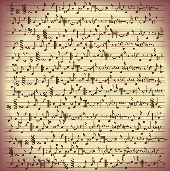 Vintage notes de musique fond — Image vectorielle