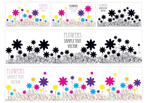 Conjunto de tarjetas de flores vintage — Vector de stock