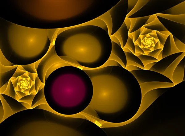 Flores fractais douradas — Fotografia de Stock