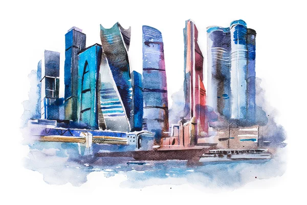 watercolor drawing of Moscow city