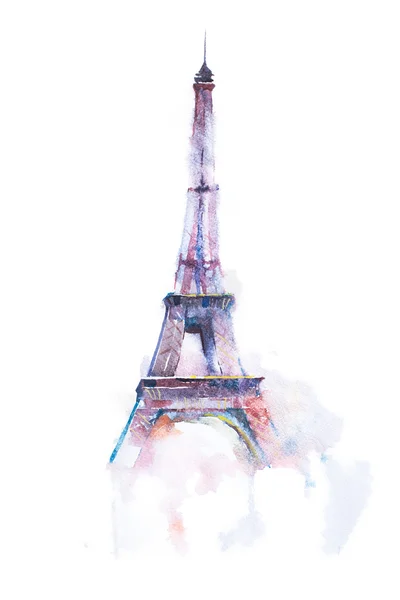 Watercolor drawing of Eiffel tower in Paris — Stock Photo, Image
