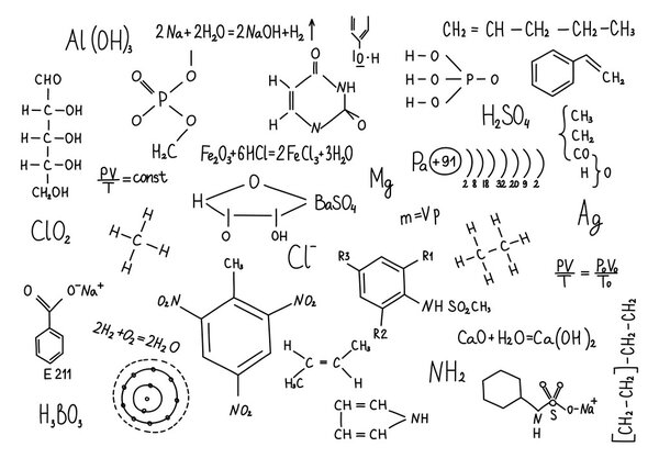 Hand drawn chemistry formulas  