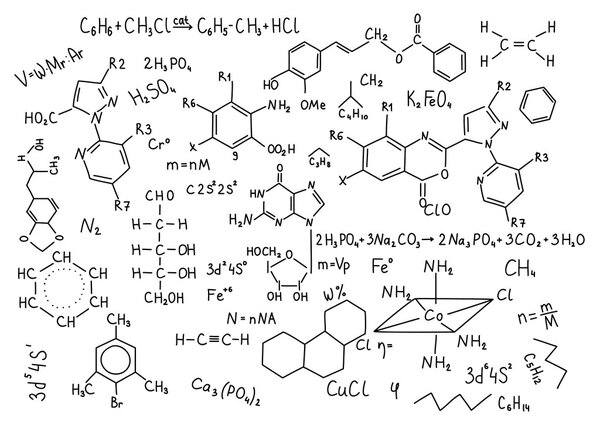 Hand drawn chemistry formulas  