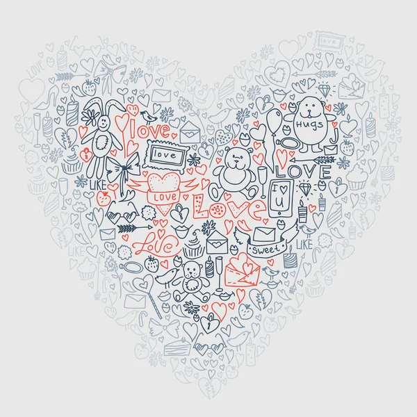 Hand drawn love doodle icons — Stock Vector