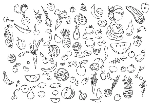 Vegetables doodle icons — Stock Photo, Image