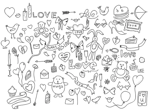 Mão desenhado ícones doodle amor — Fotografia de Stock