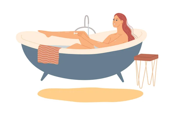 風呂の女は足を剃る — ストックベクタ