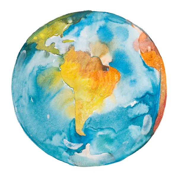 South America on the globe. Earth planet. Watercolor — Stock Photo, Image