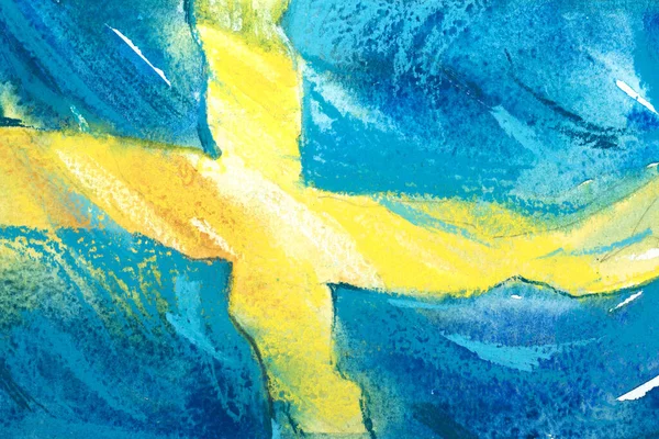 İsveç, İsveç bayrağı. El çizimi suluboya çizimi. — Stok fotoğraf