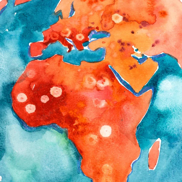 Acuarela dibujado a mano mapa de África. Ilustración Aquarelle. —  Fotos de Stock