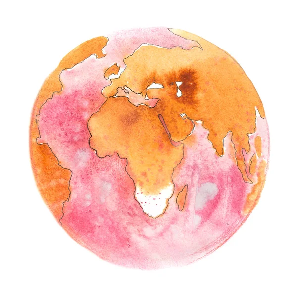 지구 상의 아프리카. 지구 행성. 수채 색. — 스톡 사진