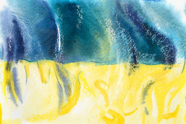 Ukraine, drapeau ukrainien. Illustration aquarelle dessinée à la main. — Photo