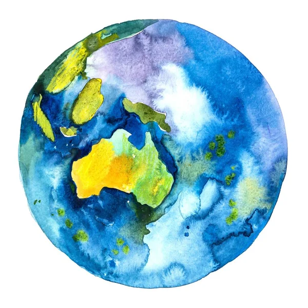 Australien auf dem Globus. Planet Erde. Aquarell. — Stockfoto