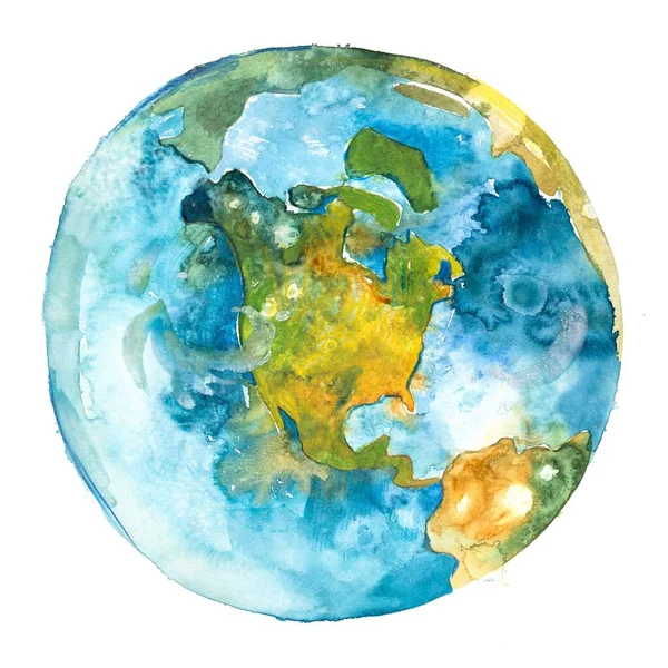 North America on the globe. Earth planet. Watercolor. — Stock Photo, Image