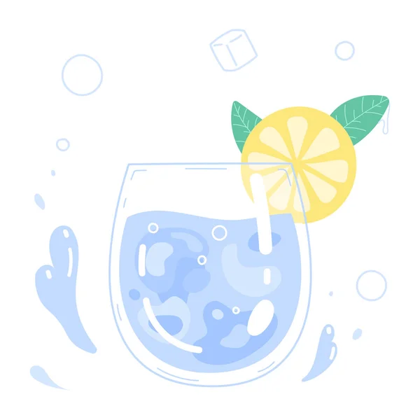 Verre d'eau potable et tranche de citron — Image vectorielle