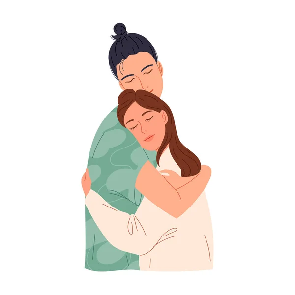 Δυο ερωτευμένοι νέοι αγκαλιάζονται — Διανυσματικό Αρχείο