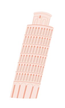 Eğik Pisa Kulesi. İtalya. Vektör illüstrasyonu.