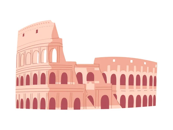 Coliseo en Roma. Turismo italiano. Ilustración vectorial. — Vector de stock