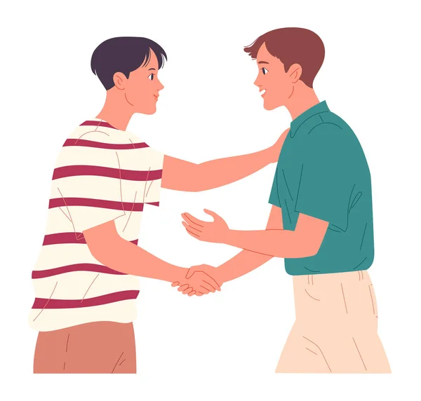 Dos tíos dándose la mano al saludarse — Archivo Imágenes Vectoriales