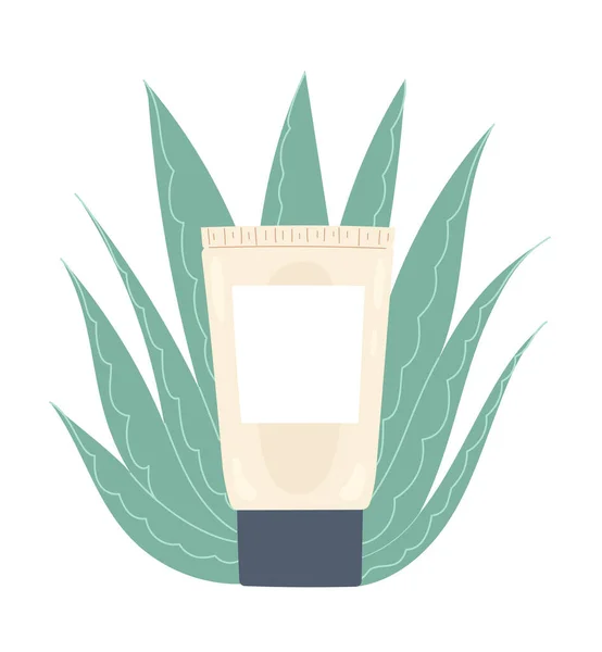 Tubo con crema nutritiva de aloe vera. Producto hidratante para el cuidado de la piel facial — Archivo Imágenes Vectoriales