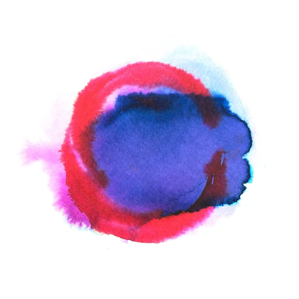 Aquarell rund geformter Fleck in blauen und rosa Farben — Stockfoto