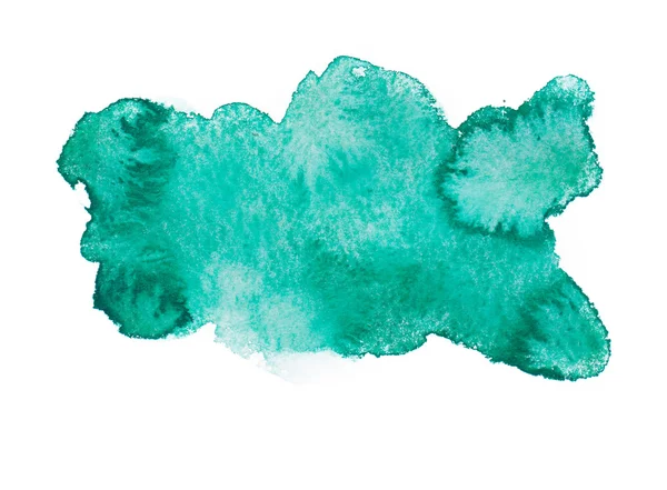 Groen blauw kleurrijke abstracte hand tekenen aquarel aquarelle kunst verf splatter vlek op witte achtergrond — Stockfoto