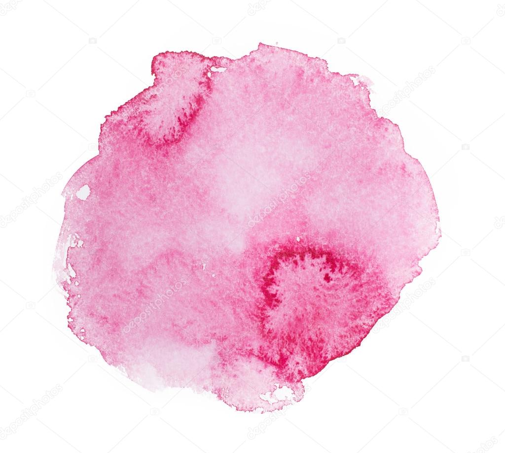 Abstract watercolor aquarelle hand drawn pink art paint on white background