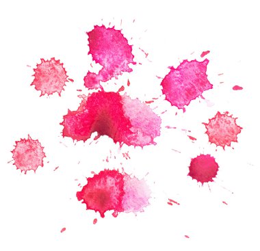 soyut suluboya aquarelle elle çizilmiş kırmızı damla splatter leke sanat boya beyaz zemin üzerine