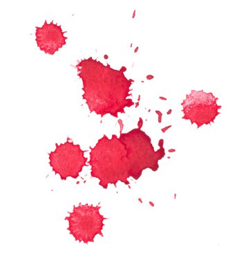 soyut suluboya aquarelle elle çizilmiş kırmızı damla splatter leke sanat boya beyaz zemin üzerine