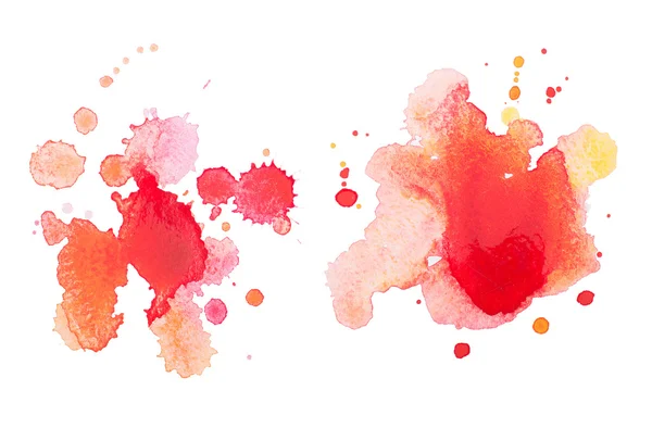 Abstraktes Aquarell Aquarell handgezeichnet roter Tropfen Spritzer Fleckenmalerei auf weißem Hintergrund — Stockfoto