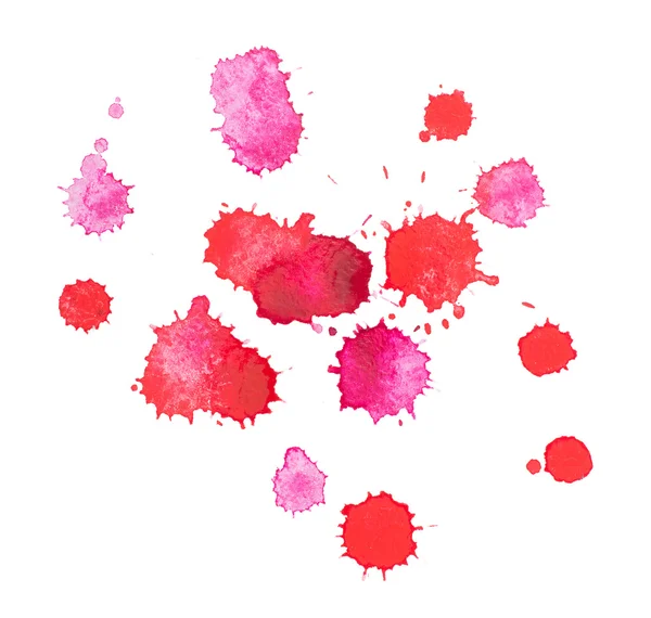 Abstract watercolor aquarelle hand drawn red drop splatter stain art paint on white background — Stock Photo, Image