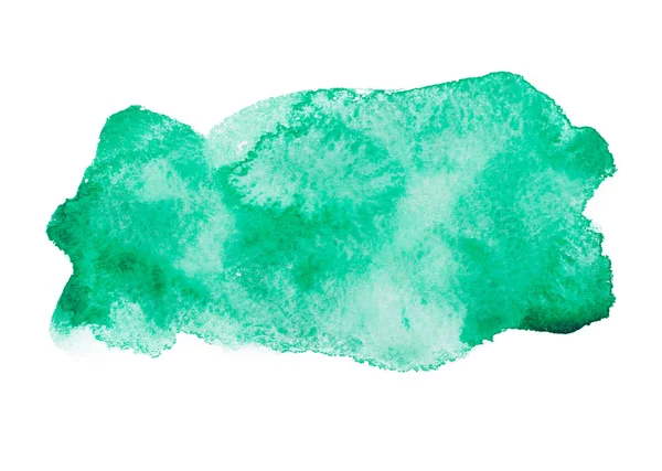 Green colorful abstract hand draw watercolour aquarelle art paint splatter stain on white background — Stock Photo, Image