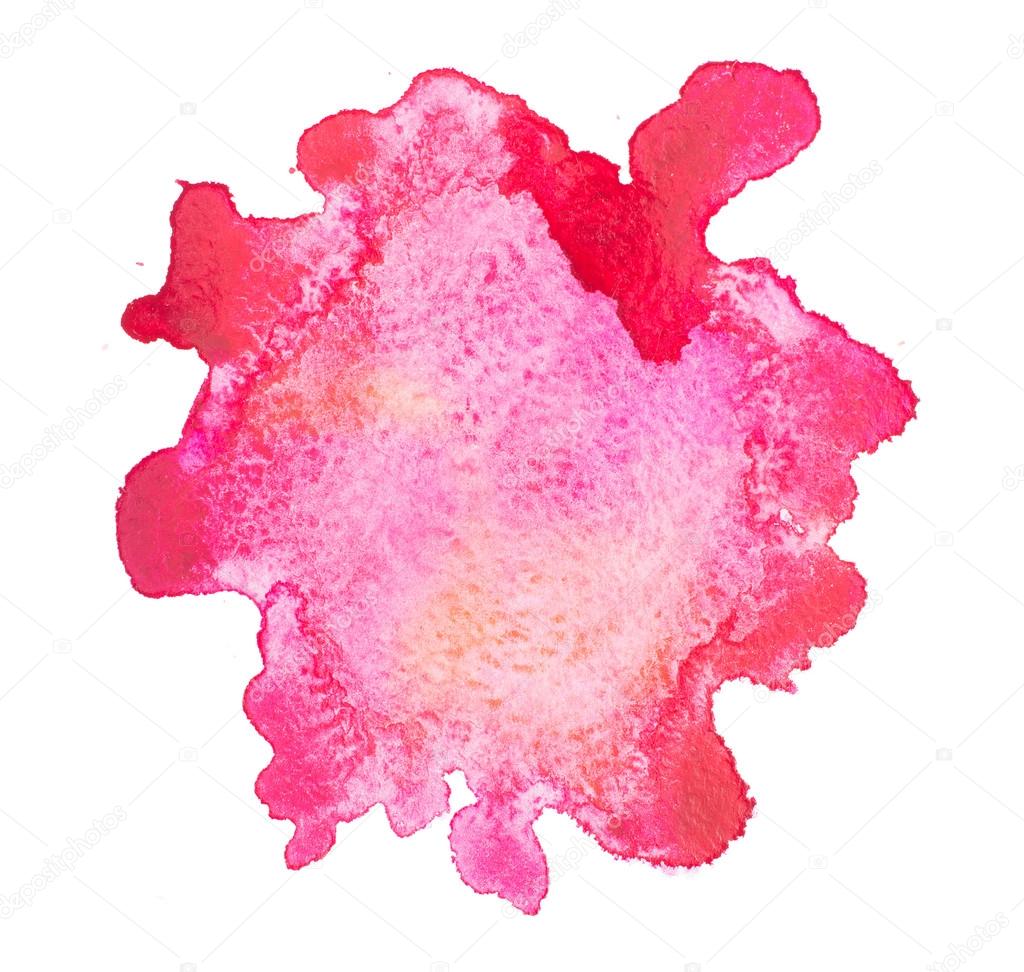 Abstract watercolor aquarelle hand drawn red drop splatter stain art paint on white background