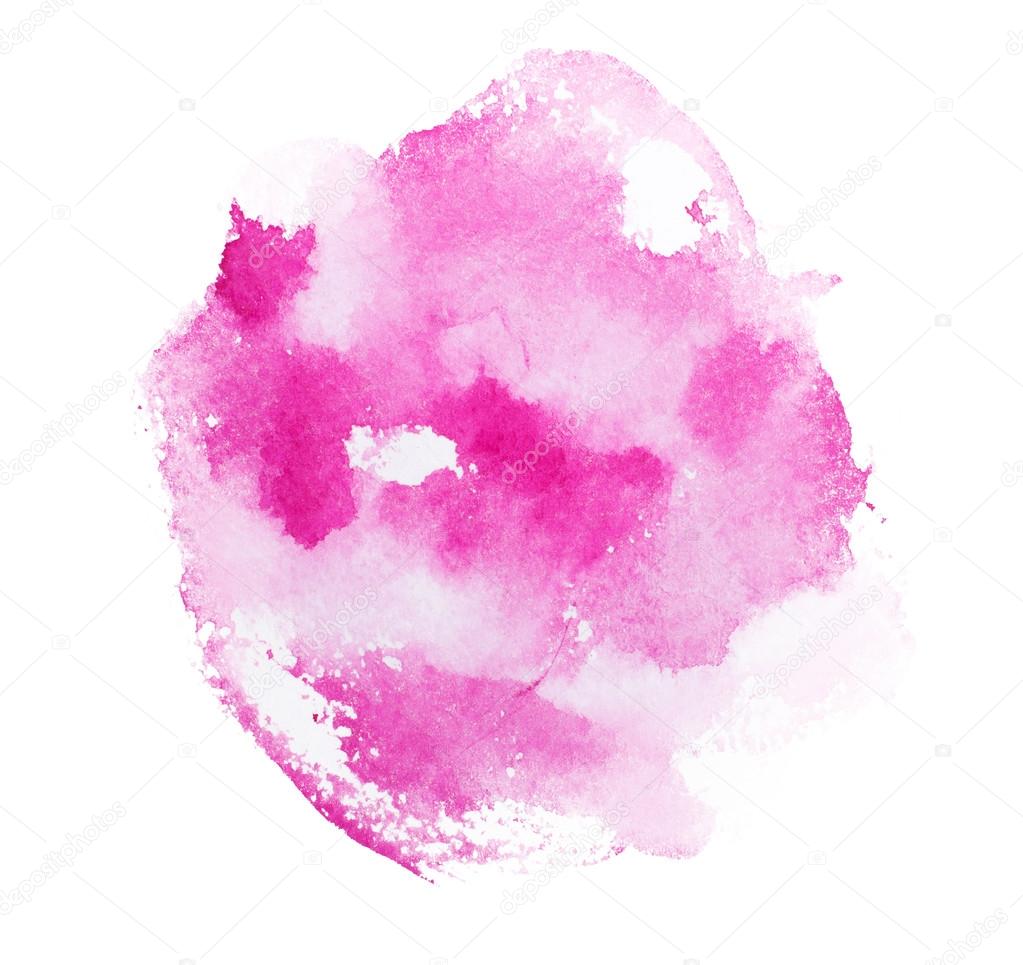 Abstract watercolor aquarelle hand drawn pink red art paint on white background