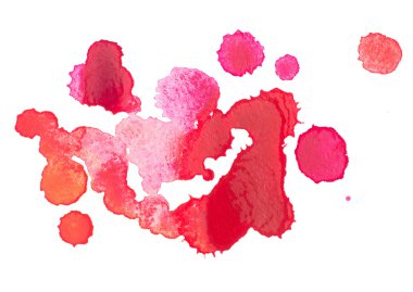 soyut suluboya aquarelle elle çizilmiş kırmızı damla splatter leke sanat boya beyaz zemin üzerine