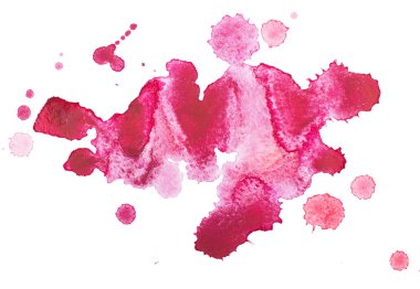 soyut suluboya aquarelle elle çizilmiş kırmızı damla splatter leke sanat boya beyaz zemin üzerine