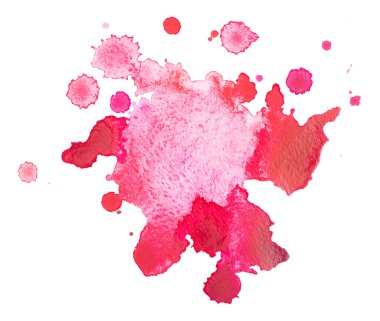 soyut suluboya aquarelle elle çizilmiş kırmızı damla splatter leke sanat boya beyaz zemin üzerine