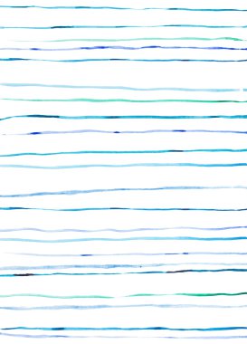 Mavi çizgili desen suluboya aquarelle el çekilmiş
