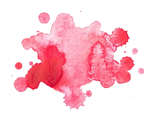 抽象水彩画水彩画手绘红滴飞溅染色艺术涂料在白色背景上 — 图库照片