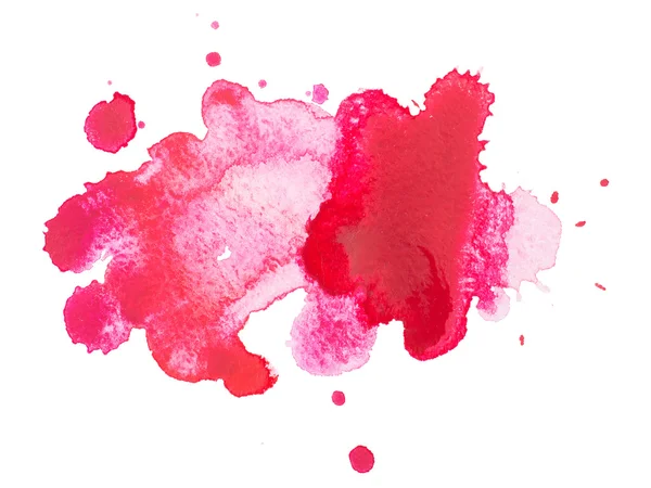 Abstraktes Aquarell Aquarell handgezeichnet roter Tropfen Spritzer Fleckenmalerei auf weißem Hintergrund — Stockfoto