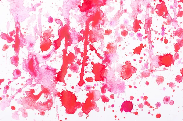 Abstraktes Aquarell Aquarell handgezeichnet roter Tropfen Spritzer Fleckenmalerei auf weißem Hintergrund — Stockfoto