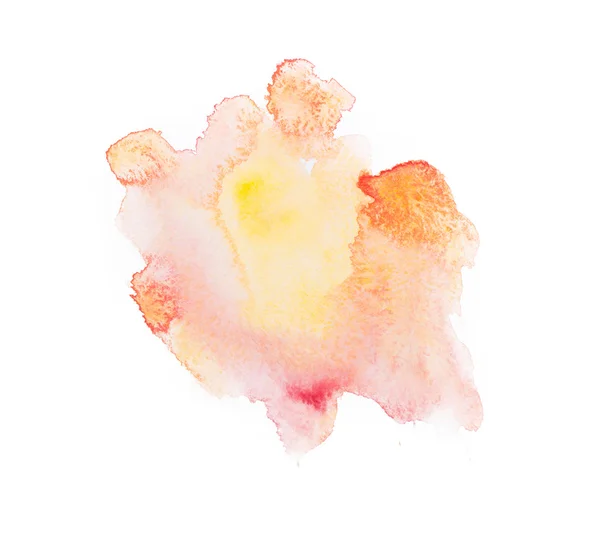 Желтый красочный абстрактный ручной рисунок акварель искусства краски брызги пятна на белом фоне — стоковое фото