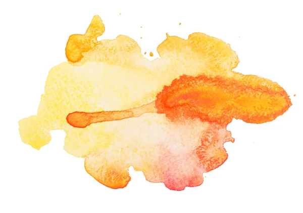 Желтый красочный абстрактный ручной рисунок акварель искусства краски брызги пятна на белом фоне — стоковое фото