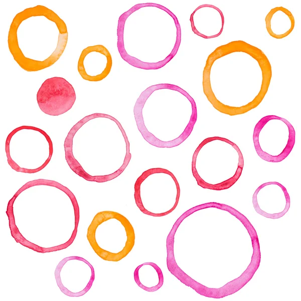 Mano disegnare anelli ad acquerello cerchio macchie rotonde pittura d'arte — Foto Stock