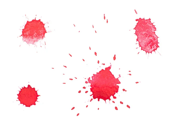 Abstract watercolor aquarelle hand drawn red drop splatter stain art paint on white background — Stock Photo, Image