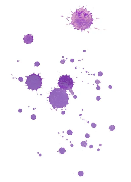 抽象水彩画水彩画手绘紫罗兰色滴飞溅染色艺术涂料在白色背景上 — 图库照片