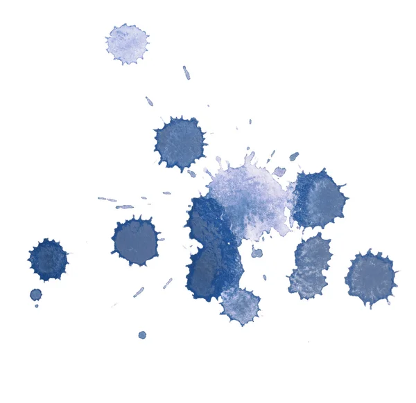 Abstract watercolor aquarelle hand drawn blue drop splatter stain art paint on white background — Stock Photo, Image