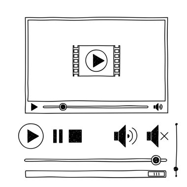 web için el çizmek taslak doodle video oynatıcı