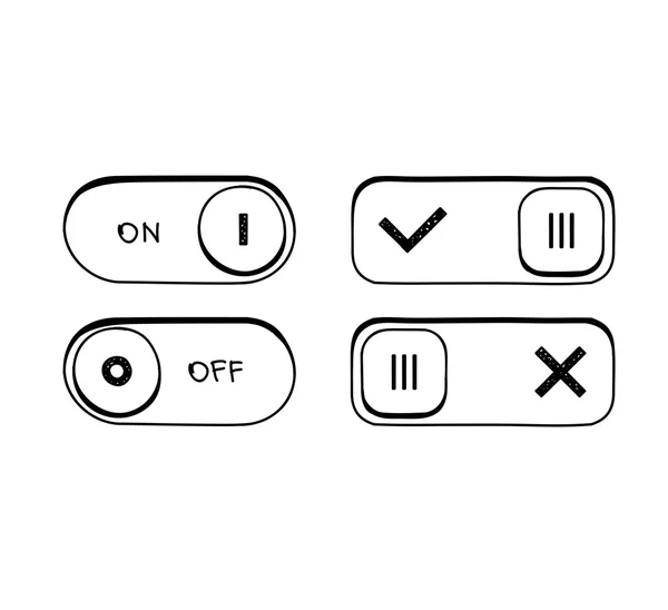 Desenho à mão bom esboço Alternar Ligar e Desligar posição. Botão, versão raster —  Vetores de Stock
