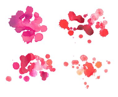 soyut suluboya aquarelle elle çizilmiş kırmızı kan damla splatter leke sanat boya beyaz zemin üzerine